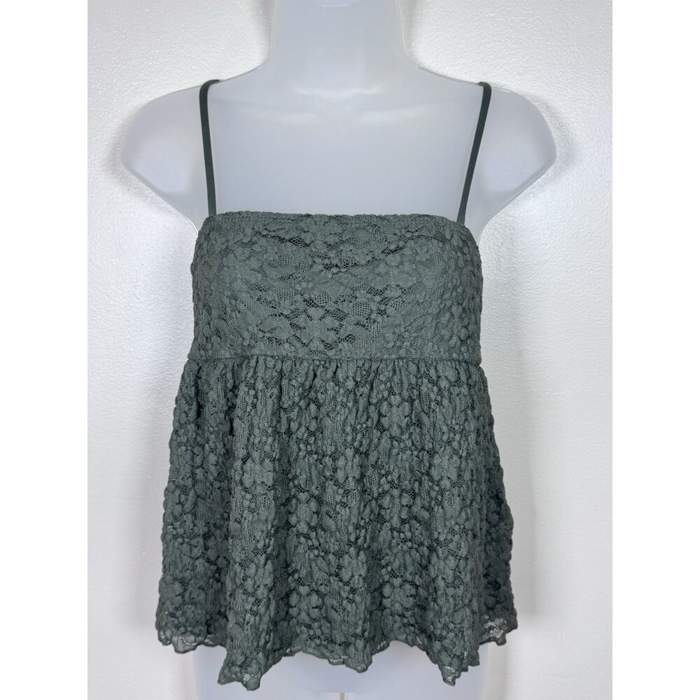 Faded Rose Womens Y2K Lace Babydoll Top Size S Stretch Mesh Spaghetti Straps